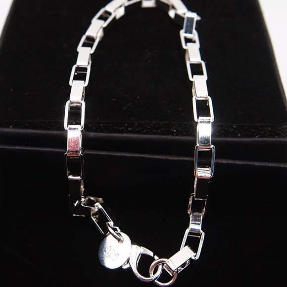 Stunning 4mm Wide Long Box Bracelet Stamped .925 Solid Sterling Silver - Picture 10 of 10